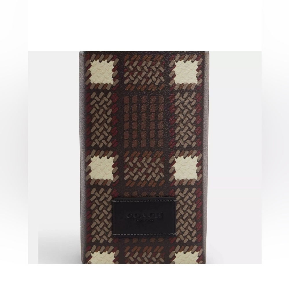 Coach bougie Elegant brushed plaid Wine Bottle Holder carrier NEW unused - Picture 6 of 7